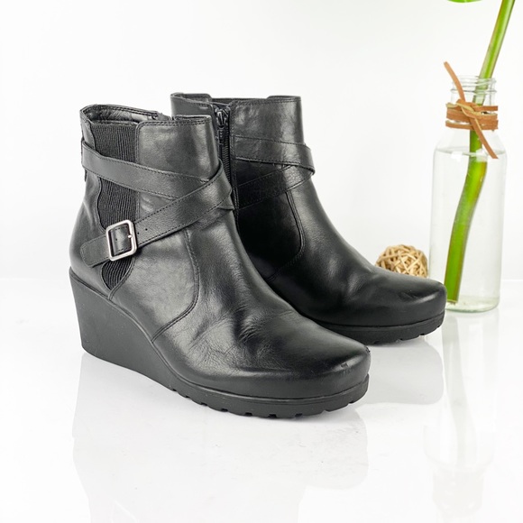 Abeo Geranium Ankle Boot Wedge Comfort Black Lug - Picture 2 of 13